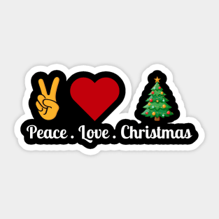 Peace Love Christmas - Hand Peace Sign, Bold Heart, Tree Sticker